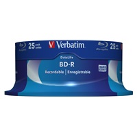 VERBATIM BD-R SL Datalife (25-pack)Blu-Ray/Spindle/6x/25GB WHITE BLUE SURFACE