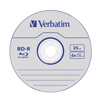 VERBATIM BD-R SL Datalife (50-pack)Blu-Ray/Spindle/6x/25GB Wide Printable