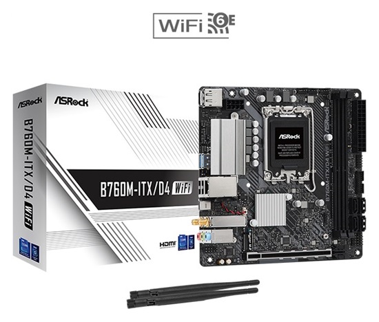 ASRock MB Sc LGA1700 B760M-ITX/D4 WiFi, Intel B760, 2xDDR4, 1xDP, 1xHDMI, mini-ITX