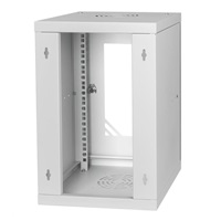 LEXI 10" nástenná skriňa Basic 9U, šírka 292 mm, hĺbka 300 mm, sklenené dvere, bez zadnej steny, sivá