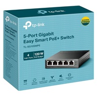 TP-Link Easy Smart switch TL-SG105MPE (5xGbE, 4xPoE+, 120W, fanless)