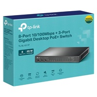 TP-Link CCTV switch TL-SL1311P (8x100Mb/s, 2xGbE, 1xSFP, 8xPoE+, 65W, fanless)