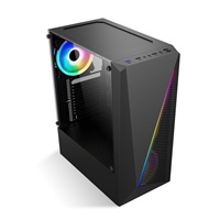 1stCOOL skříň SHARK 2, middle tower, AU, USB 3.0, bez zdroje, RGB fan, průhledná bočnice, černá