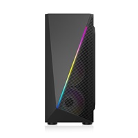 1stCOOL skříň SHARK 2, middle tower, AU, USB 3.0, bez zdroje, RGB fan, průhledná bočnice, černá