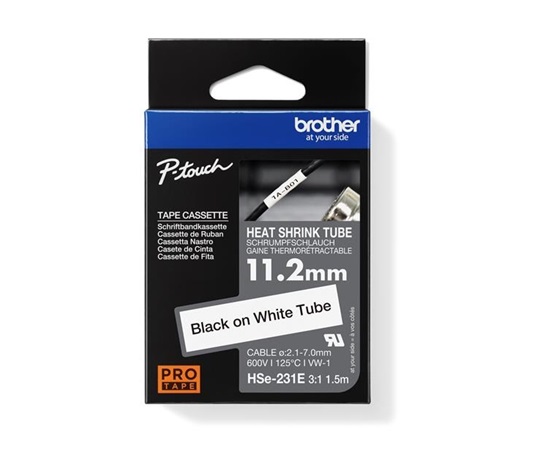 BROTHER smršťovací bužírka - HSE-231E bílá pro E300VP H300 H500 E550 P700 P750 D800 P900 P950 - 11,2mm / 2,1-7mm / 3:1