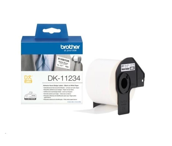 BROTHER DK-11234 -Originální samolepicí štítek na oděv - černý tisk na bílém podkladu, 60 mm x 86 mm
