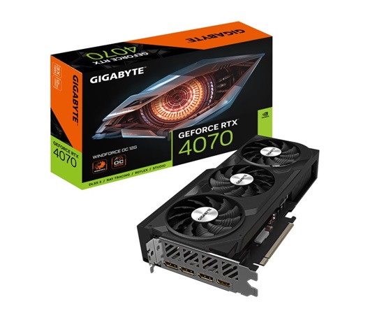 GIGABYTE VGA NVIDIA GeForce RTX 4070 WINDFORCE OC 12G, 12G GDDR6X, 3xDP, 1xHDMI