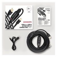 AXAGON ADR-220B, USB 2.0 A-M -> B-M aktívny prepojovací / repeater kábel, 20 m
