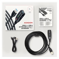 AXAGON ADR-305, USB 3.2 Gen 1 A-M -> A-F aktívny predlžovací / repeater kábel, 5m