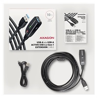 AXAGON ADR-310, USB 3.2 Gen 1 A-M -> A-F aktívny predlžovací / repeater kábel, 10m