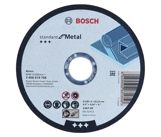 BOSCH rovný řezací kotouč Standard for Metal, A 60 T BF, 125 mm, 22,23 mm, 1 mm