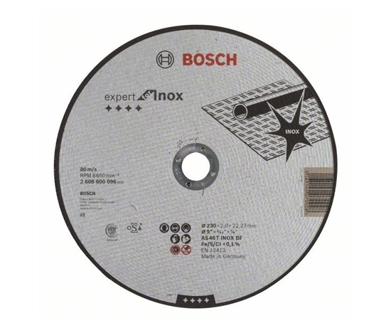 BOSCH dělicí kotouč rovný Expert for Inox, AS 46 T INOX BF, 230 mm, 2,0 mm