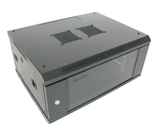 XtendLan 19" nástěnný rozvaděč 4U 600x450, nosnost 60 kg, skleněné dveře, svařovaný, černý