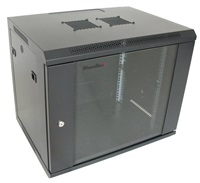 XtendLan 19" nástěnný rozvaděč 9U 600x450, nosnost 60 kg, skleněné dveře, svařovaný, černý