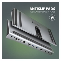 AXAGON HMC-4KX3 USB 5Gbps hub, 3x USB-A, 2x HDMI, DP, RJ-45 GLAN, SD/microSD, audio, PD 100W, kábel USB-C 40cm