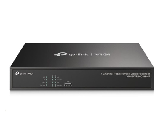 TP-Link VIGI NVR1004H-4P, videorekordér, 4 channels, 4xPoE, 1xSATA, 1x100Mb/s LAN, 2xUSB2.0, 1xHDMI,1xVGA