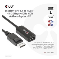 Club3D Active DisplayPort adaptér 1.4 na HDMI 4K120HZ HDR (M/F), čierna
