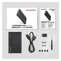 AXAGON EE25-GTR, USB-C 10Gbps - SATA 6G 2.5" RIBBED box, čierny