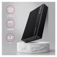 AXAGON EE35-GTR, USB-C 5Gbps - SATA 6G 3.5" RIBBED box, čierny