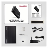 AXAGON EE35-GTR, USB-C 5Gbps - SATA 6G 3.5" RIBBED box, čierny