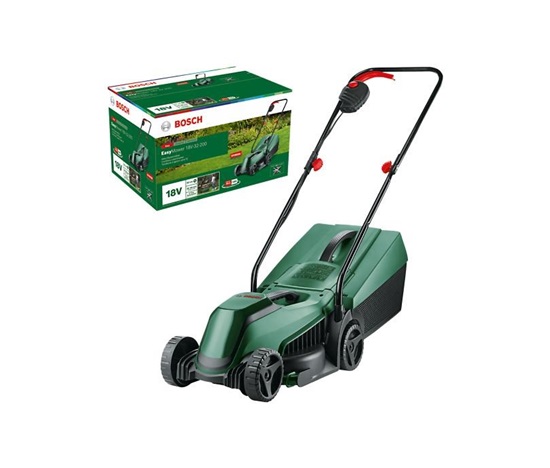 BOSCH EasyMower 18V-32-200, akumulátorová sekačka na trávu, 18 V, šířka střihu 32 cm, výška střihu 20 – 60 mm