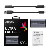 ADATA Externí SSD 500GB SE880, USB-C 3.2 Gen 2x2, R:2000/W:2000MB/s, šedá