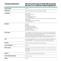 Aruba AP-503H (RW) Dual-radio 802.11ax 2x2 Unified Hospitality AP with 1+2 Ethernet R3V36AR RENEW