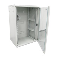 XtendLan 19" nástěnný rozvaděč 15U 600x600, nosnost 60 kg, skleněné kouřové dveře, rozložený, šedý