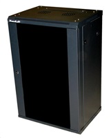 XtendLan 19" nástěnný rozvaděč 22U 600x450, nosnost 60 kg, skleněné kouřové dveře, svařovaný, černý
