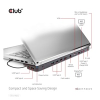 Club3D Dokovací stanice USB-C, Triple Display DP 1.4 Alt mode Smart PD3.0 Charging Dock with 100 Watt PS