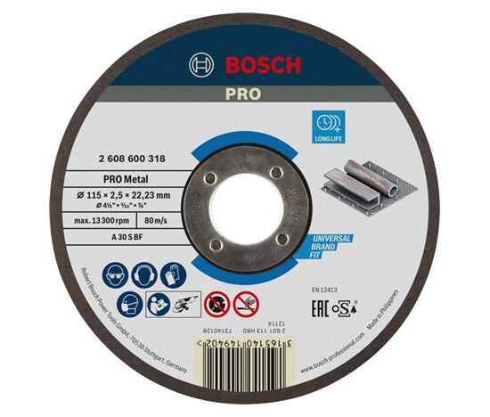 Bosch řezací kotouč PRO Metal, 115 × 2,5 × 22,23 mm, oSa