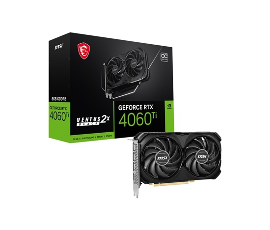 MSI VGA NVIDIA GeForce RTX 4060 Ti VENTUS 2X BLACK 8G OC, 8G GDDR6, 3xDP, 1xHDMI