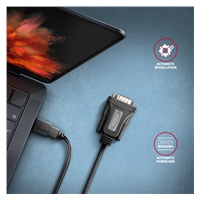 AXAGON ADS-1PSN, USB-A 2.0 - sériový RS-232 DB9-M Prolific adaptér / kábel 1.5m