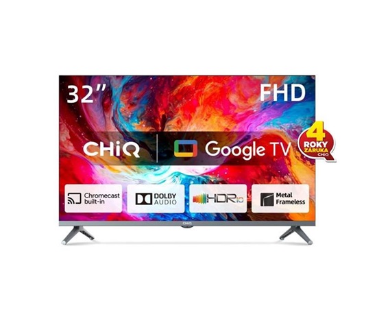 CHiQ L32M8TG TV 32", FHD, smart, Google TV, dbx-tv, Dolby Audio, Frameless, stříbrná