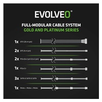 EVOLVEO G1000, zdroj 1000W, 80+ GOLD, ATX 3.1, aPFC, 140 mm ventilátor, plně modulární, záruka 3 roky, černý