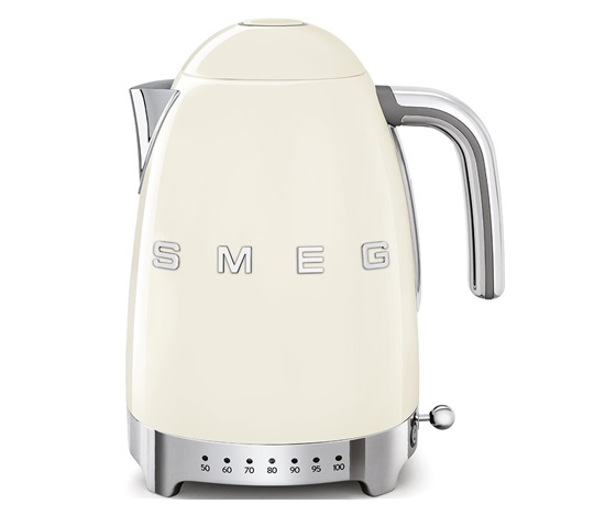 Smeg KLF04CREU rychlovarná konvice, 1,7 l (7 šálků), 2400 W, styl 50. let, řízení teploty, 7 programů, krémová