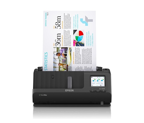 EPSON skener ES-C380W, A4, 600x600dpi, USB, Wi-Fi (direct), Display