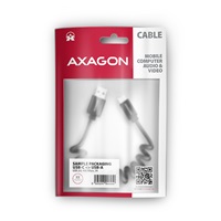 AXAGON BUCM-AM20TB, TWISTER kábel USB-C <-> USB-A, 1.1m, USB 2.0, 3A, ALU, tpe, čierny