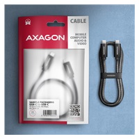 AXAGON BUCM2-CM10AB, CHARGE kábel USB-C <-> USB-C, 1m, Hi-Speed USB, PD 240W 5A, ALU, oplet, čierny