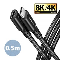 AXAGON BUCM32-CF05AB predlžovací kábel USB-C (M) USB-C (F), 0.5m, USB 20Gbps, PD 240W 5A, 8K HD, ALU, oplet, čierny