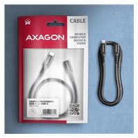 AXAGON BUCM32-CF05AB predlžovací kábel USB-C (M) <-> USB-C (F), 0.5m, USB 20Gbps, PD 240W 5A, 8K HD, ALU, oplet, čierny
