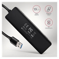AXAGON HUE-C1A, 4x USB 5Gbps TRAVEL hub, USB-C napájací konektor, kábel USB-A 19cm