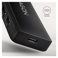 AXAGON HUE-C1C, 4x USB 5Gbps TRAVEL hub, USB-C napájací konektor, kábel USB-C 19 cm
