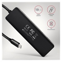 AXAGON HUE-C1C, 4x USB 5Gbps TRAVEL hub, USB-C napájací konektor, kábel USB-C 19 cm