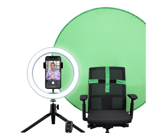 TRUST Kruhové Světlo + Green Screen Maku+ 2-in-1 Streaming Kit