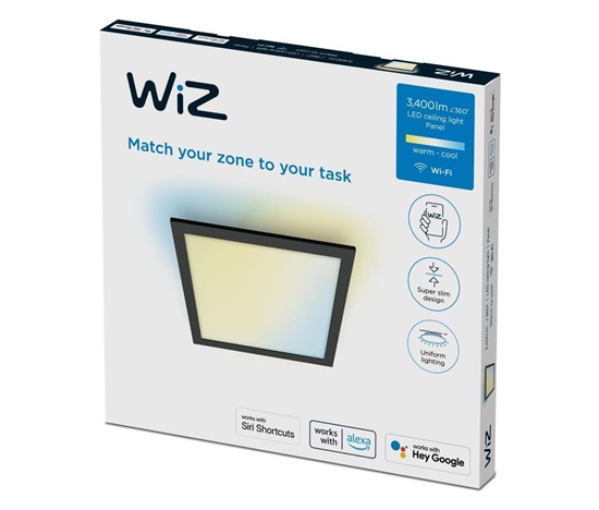 PHILIPS WiZ Panel Tunable White 36W čtverec černý - stropní svítidlo