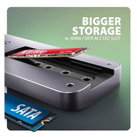 AXAGON HMC-6GM2, USB 10Gbps hub, USB-A, USB-C,  HDMI, M.2 slot, SD/MicroSD, PD 100W, kábel USB-C 20cm