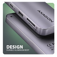 AXAGON HMC-6GM2, USB 10Gbps hub, USB-A, USB-C,  HDMI, M.2 slot, SD/MicroSD, PD 100W, kábel USB-C 20cm
