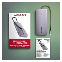 AXAGON HMC-6GM2, USB 10Gbps hub, USB-A, USB-C,  HDMI, M.2 slot, SD/MicroSD, PD 100W, kábel USB-C 20cm