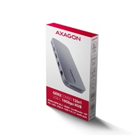 AXAGON HMC-12GM2, USB 10Gbps hub, 3x USB-A, USB-C,  HDMI, DP, RJ-45 GLAN, M.2, SD/mSD, audio, PD 100W, kábel USB-C 50cm